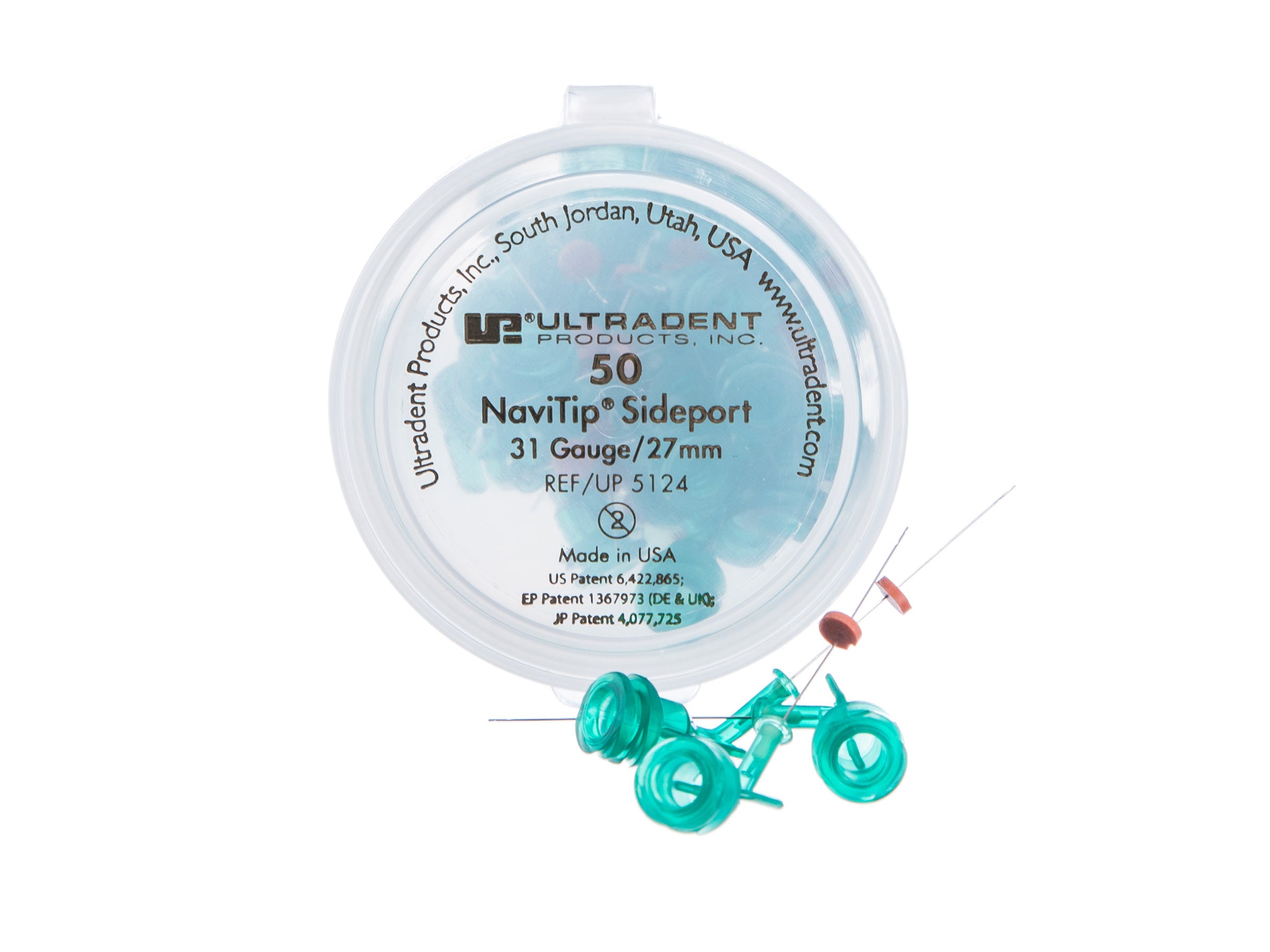 Ultradent 5124 NaviTip Tip Double Sideport Irrigator Tips 27mm 31 Gauge Green 50/Pk Ultradent 5124 NaviTip Tip Double Sideport Irrigator Tips 27mm 31 Gauge Green 50/Pk